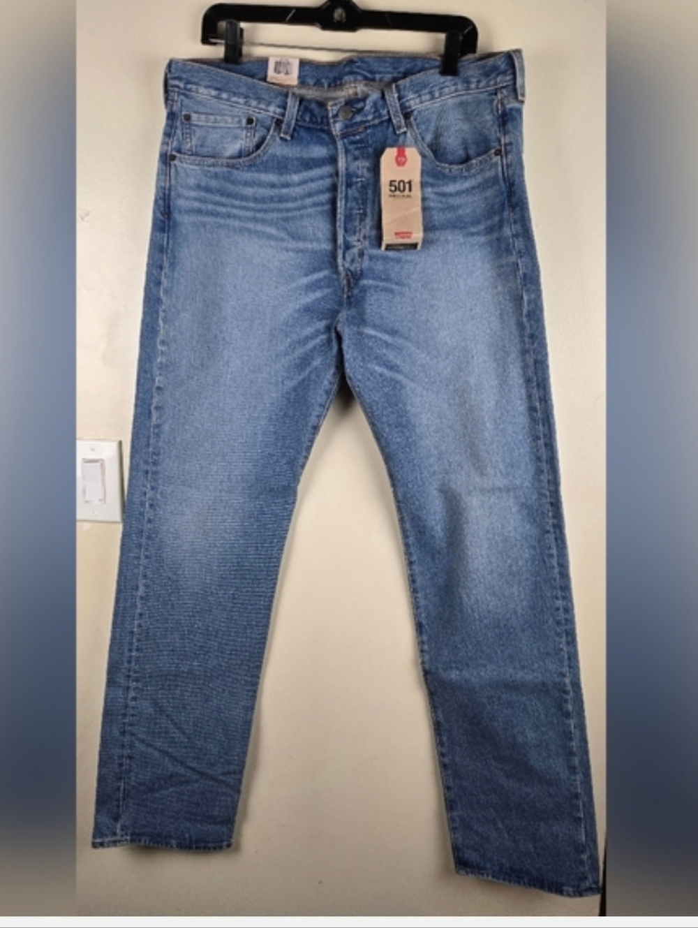 NWT Levi's Original 501 Medium Blue Straight Jeans Size 36x34 Stretch - Picture 5 of 5